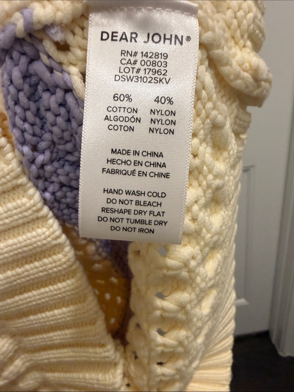 Dear John Cream Knit Sweater Vest with Colorful Embroidered Accents - Picture 4 of 5